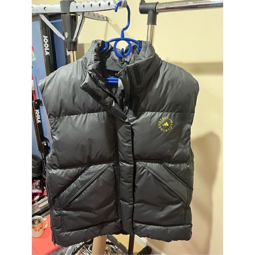 Stella McCartney Black Puffer Vest with Yellow Logo
